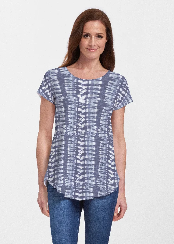 women's tops for creating capsule wardrobesElectric Blue (7719) ~ Signature Short Sleeve Scoop Neck Flowy Tunic