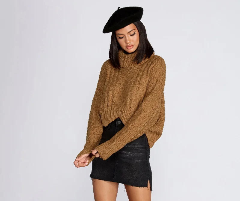 Designer SweatersCozy Vibes Cable Knit Sweater