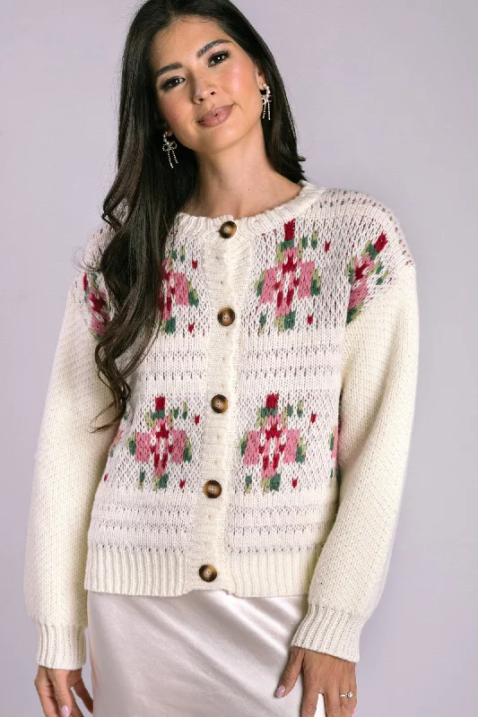 Colorful Casual SweatersMaisie Floral Knit Cardigan