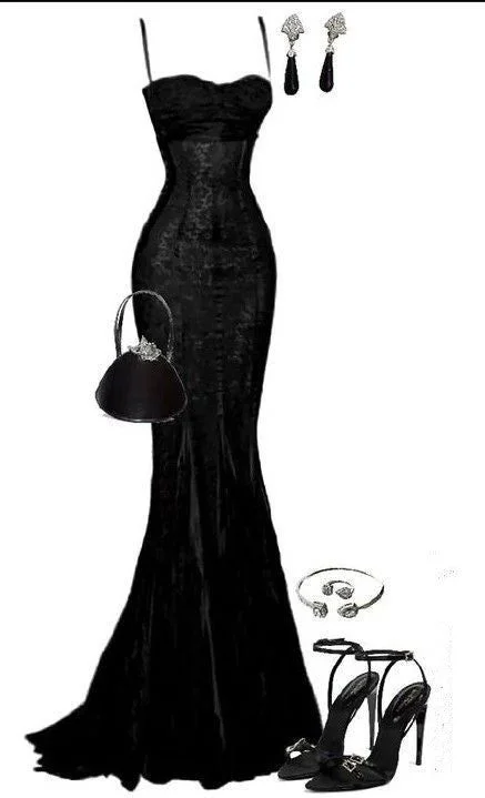 prom dresses for summerSexy Black Lace Mermaid Evening Dress Classy Prom Dress Y7836