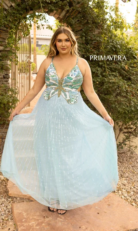 prom dresses with sequin detailingPlus Size Butterfly Prom Dress 14011 by Primavera