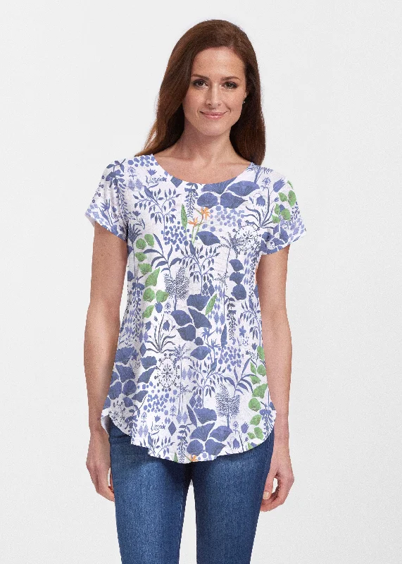 silk women's topsPetals (8141) ~ Short Sleeve Scoop Neck Flowy Tunic