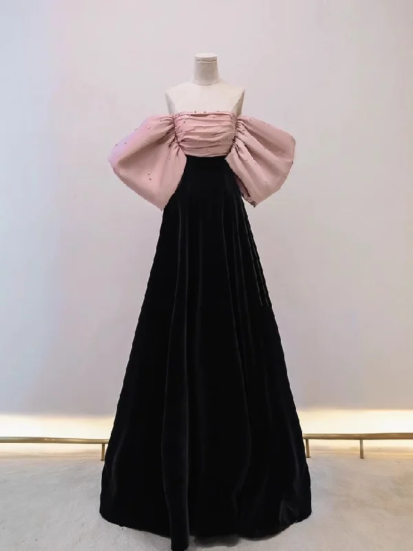 prom dresses for plus-size figuresPretty Off The Shoulder Velvet Satin Long Prom Dress Evening Dress Y7611