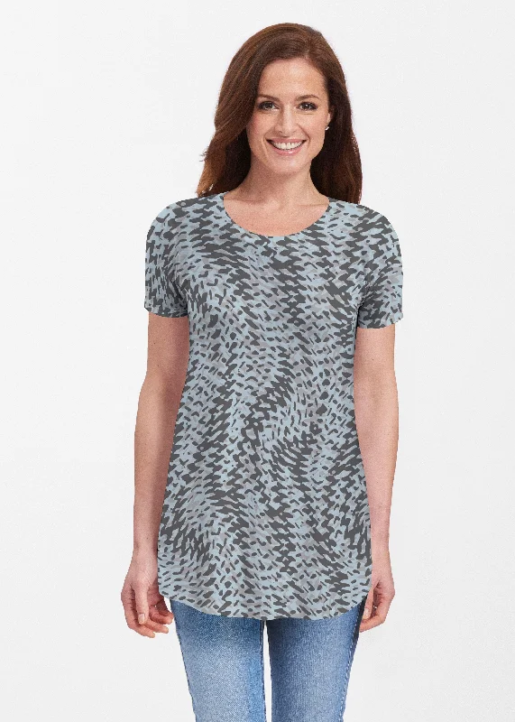 women's tops for date nightsTextured Tracks Black (7720) ~ Butterknit Short Sleeve Tunic