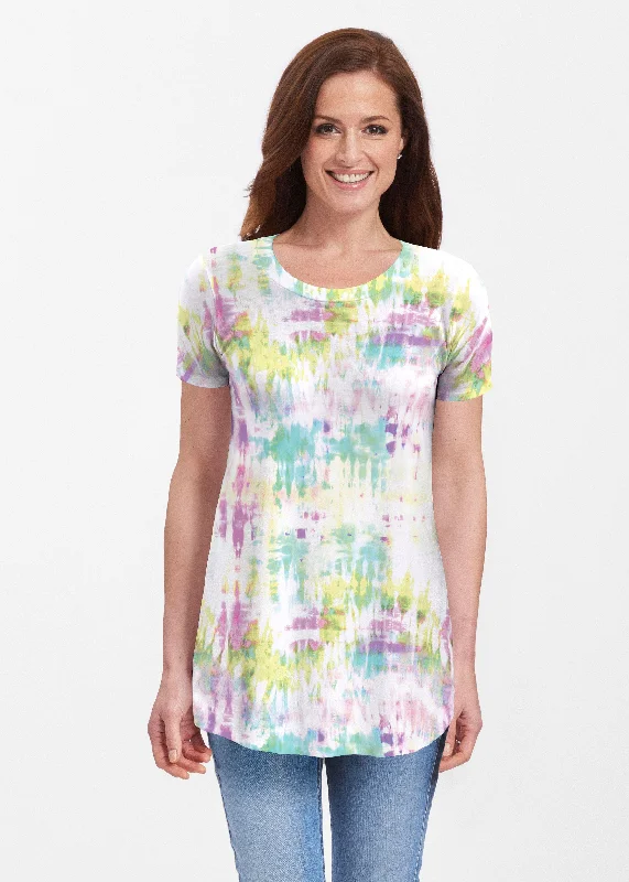 women's tops with sequin embellishmentsSummer Tie Dye (7878) ~ Short Sleeve Butterknit tunic