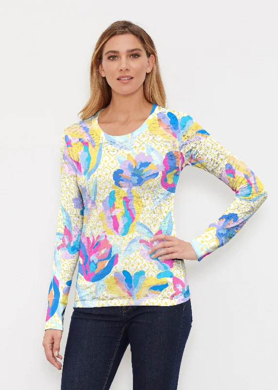 women's tops with built-in brasFloral Spades (8048) ~ Thermal Long Sleeve Crew Shirt