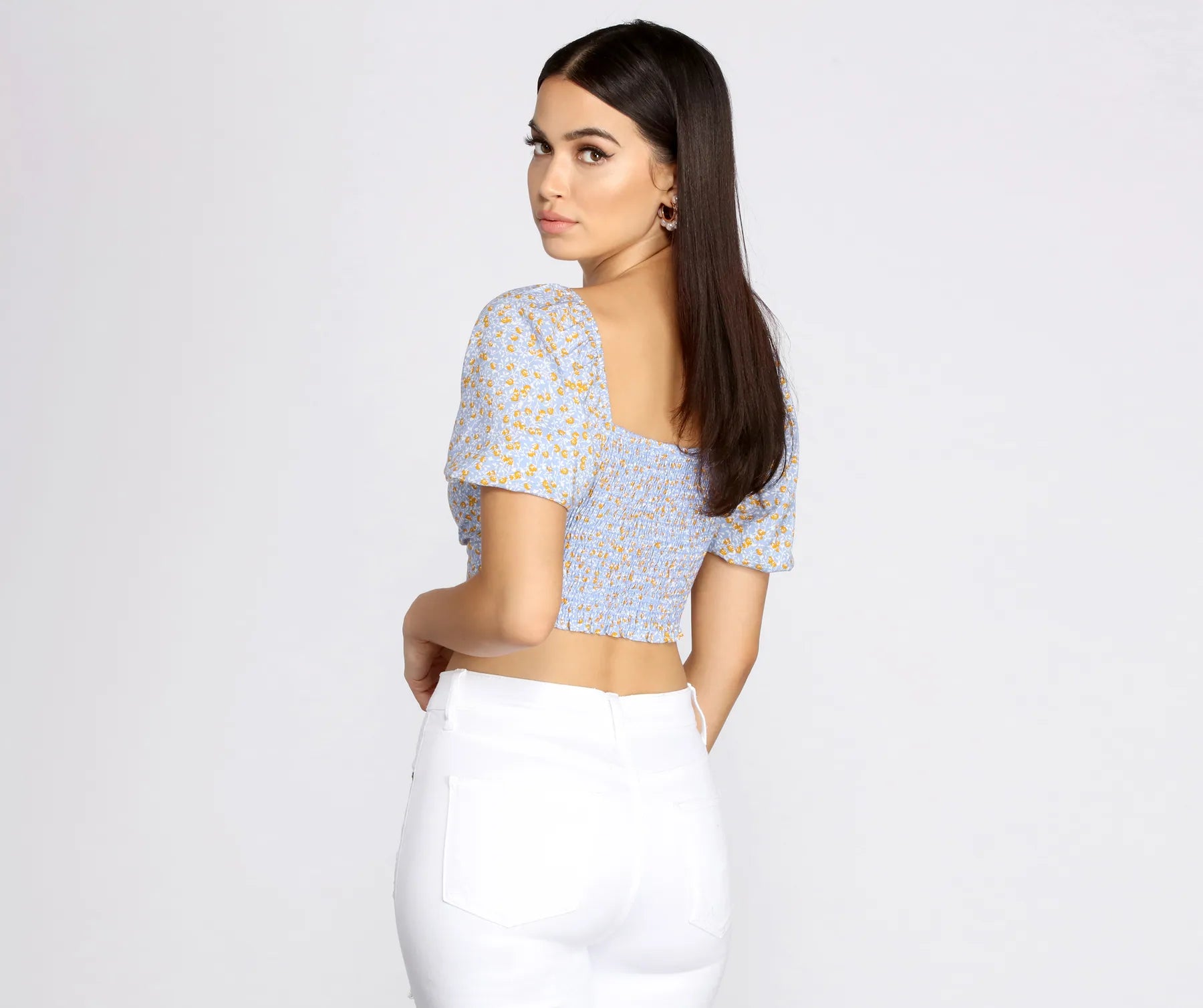 women's tops for those who seek both style and comfortSpring Affair Puff Sleeve Crop Top