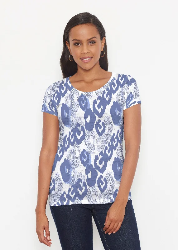 women's tops for those who want to create outfits that are both unique and memorableRoyal Blue Ikat (7808) ~ Signature Short Sleeve Scoop Shirt