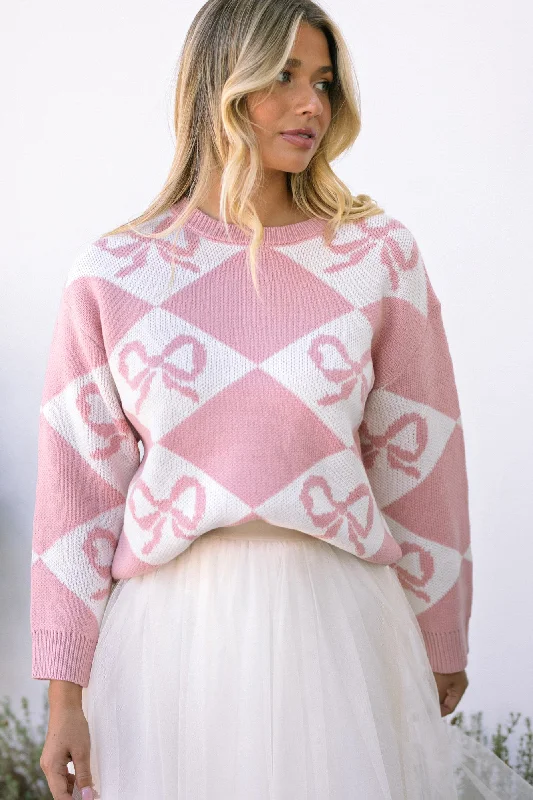 Thick SweatersRosa Checkered Bow Sweater