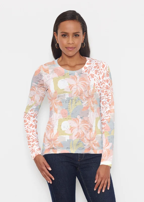 satin women's topsGarden Collage (8049) ~ Signature Long Sleeve Crew Shirt