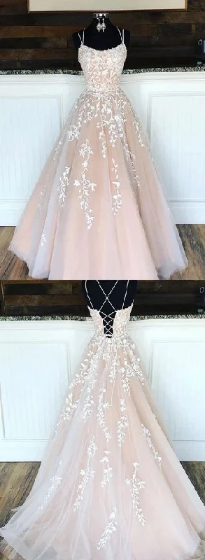 prom dresses with sequin detailingCustom made tulle lace long prom dress, evening dress  S4461