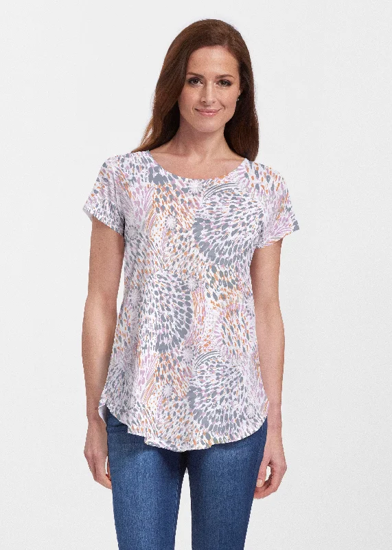 women's tops for cozy nights inBig Bang (8092) ~ Short Sleeve Scoop Neck Flowy Tunic