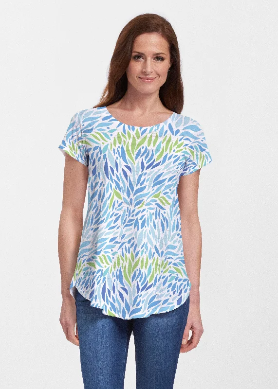 lace women's topsHotsy Totsy Blue (8143) ~ Short Sleeve Scoop Neck Flowy Tunic