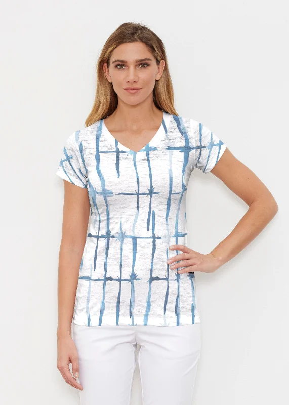 women's tops for those who value both quality and affordabilityKnotted Tie Dye (7844) ~ Signature Cap Sleeve V-Neck Shirt