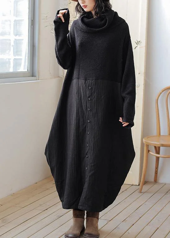 Custom SweatersChic black Sweater Wardrobes Upcycle high neck asymmetric Hipster knitwear