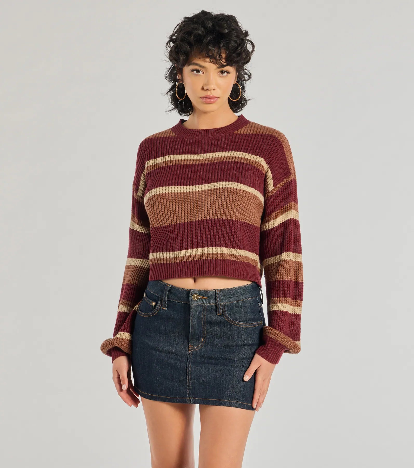 Dressy SweatersPreppy Style Striped Knit Crew Neck Sweater