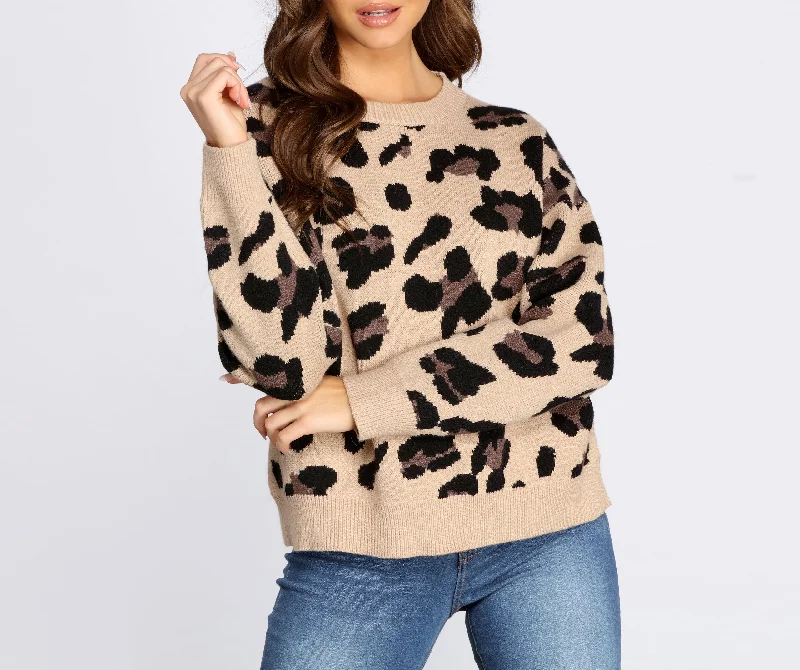 High-Quality Wool SweatersStay Wild Leopard Print Sweater