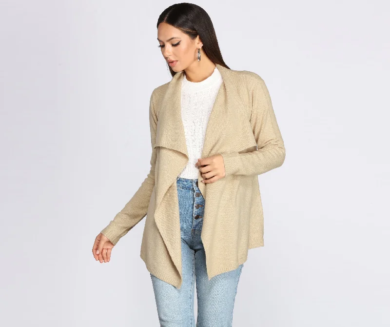 Trendy SweatersDrape Front Knit Cardigan