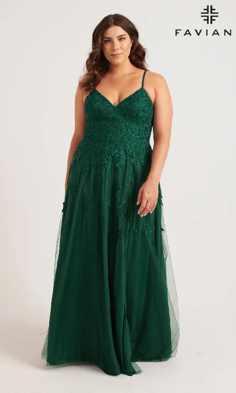 prom dress inspiration galleriesLong Plus-Size Prom Dress: Faviana 9552