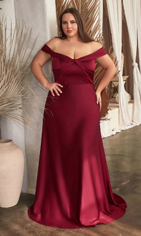 sleeveless prom dressesOff-the-Shoulder Plus-Size Long Prom Dress CD325C