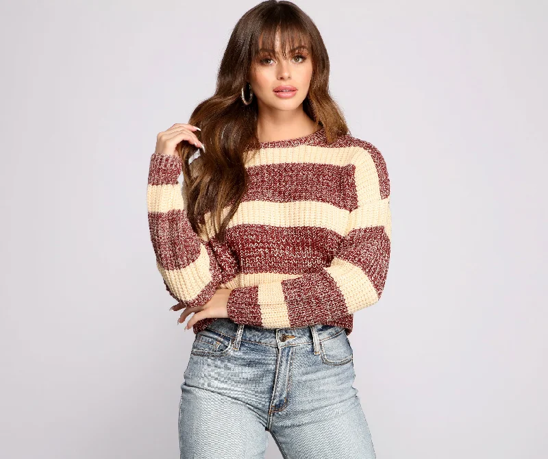 Patterned SweatersAll About The Stripes Cropped Sweater