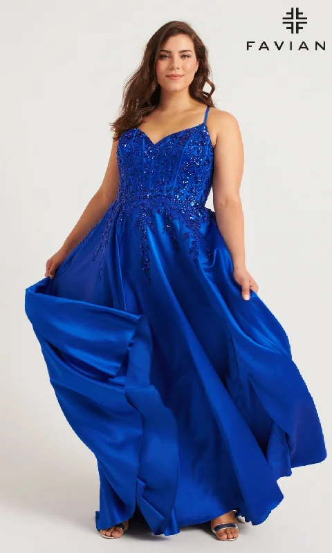 sweetheart neckline prom dressesLong Plus-Size Prom Dress: Faviana 9575