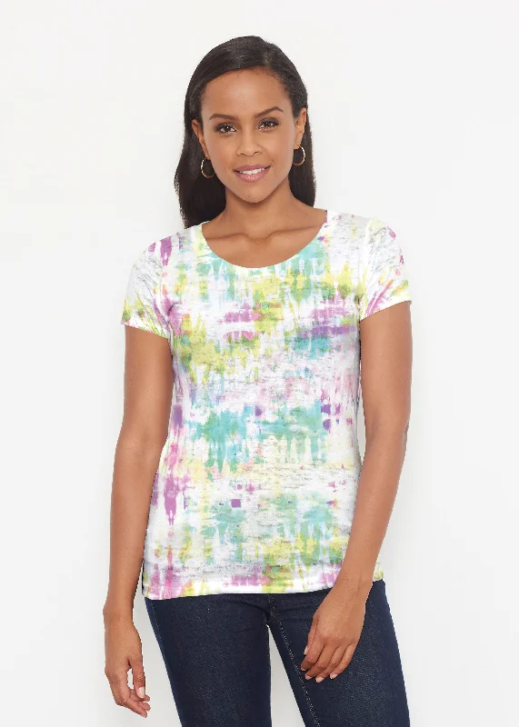 women's tops with beading accentsSummer Tie Dye (7878) ~ Short Sleeve Scoop Shirt