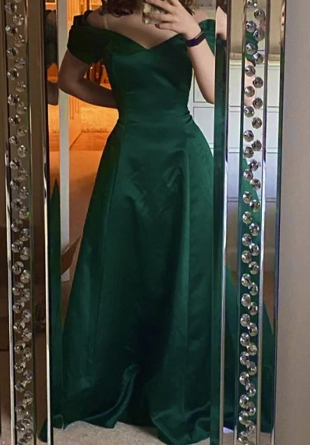 prom dresses with trainsvintage emerald green satin gown prom dress Y7325