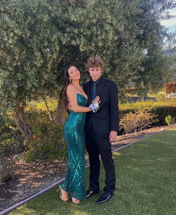 thigh-high slit prom dressesCharming Green Mermaid Prom Dress,Green Evening Dress  Y7188