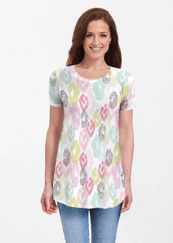 women's tops for those who want to create outfits that reflect their personal style and sense of fashionAbstract Pastel Ikat (7813) ~ Butterknit Short Sleeve Tunic