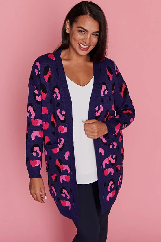 Pullover Chunky SweatersLottie Navy Animal Cardigan