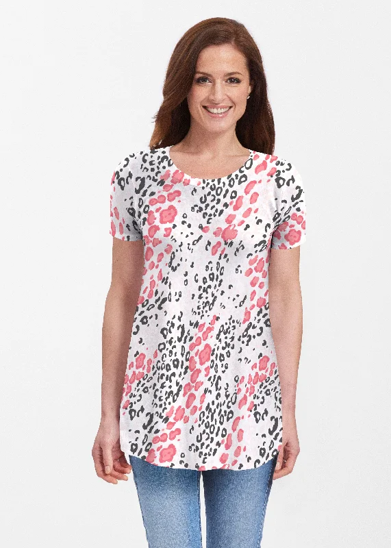 women's tops for those who love to dress up their casual looks with stylish topsGreek Cat Pink (7903) ~ Short Sleeve Butterknit tunic