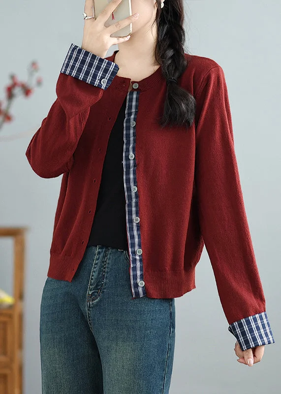 Fashionable Funky Hooded Cashmere SweatersMulberry Patchwork Knit Fake Two Piece Cardigans Spring