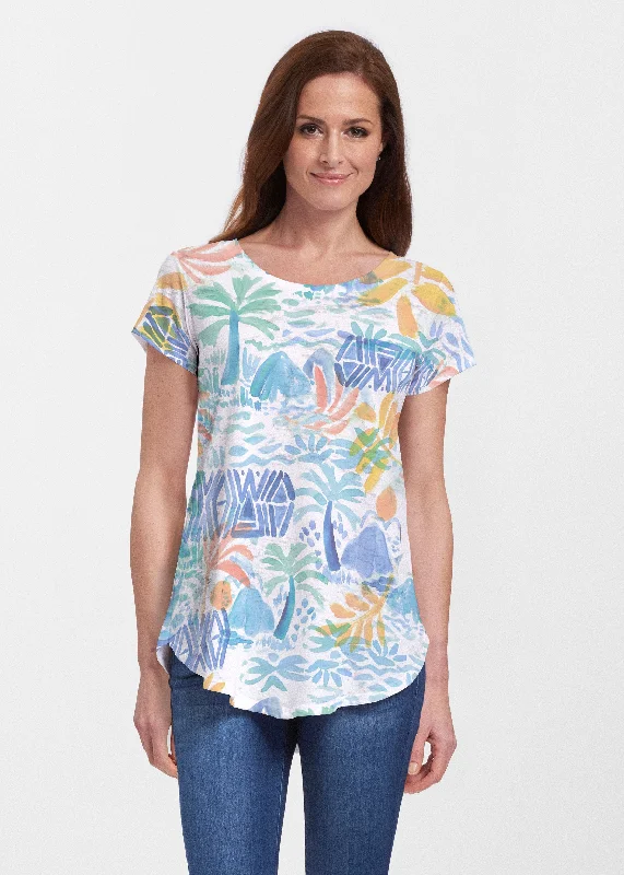 women's tops for fashion-forward individualsBahama Mama (17256) ~ Short Sleeve Scoop Neck Flowy Tunic