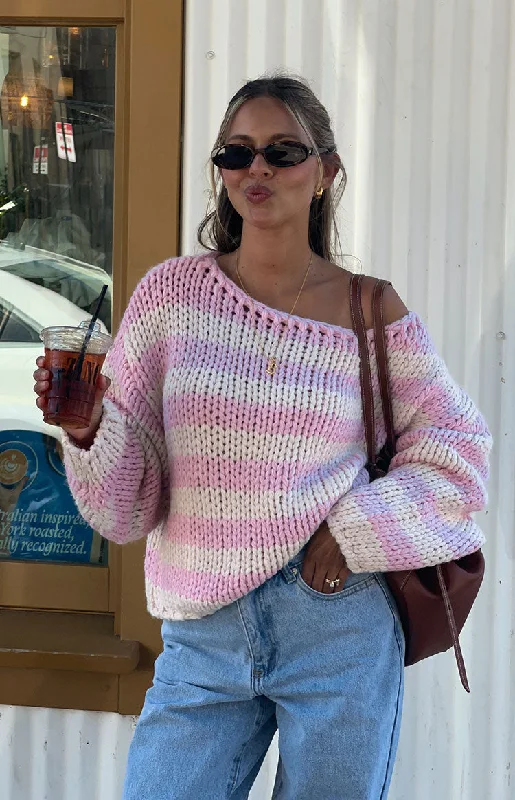 Fitted High-Quality Wool SweatersBea Pink Striped Sweater