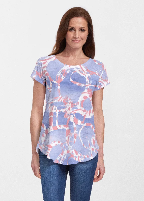 women's tops for those who believe in expressing their individuality through fashionRound About Perri (16253) ~ Short Sleeve Scoop Neck Flowy Tunic