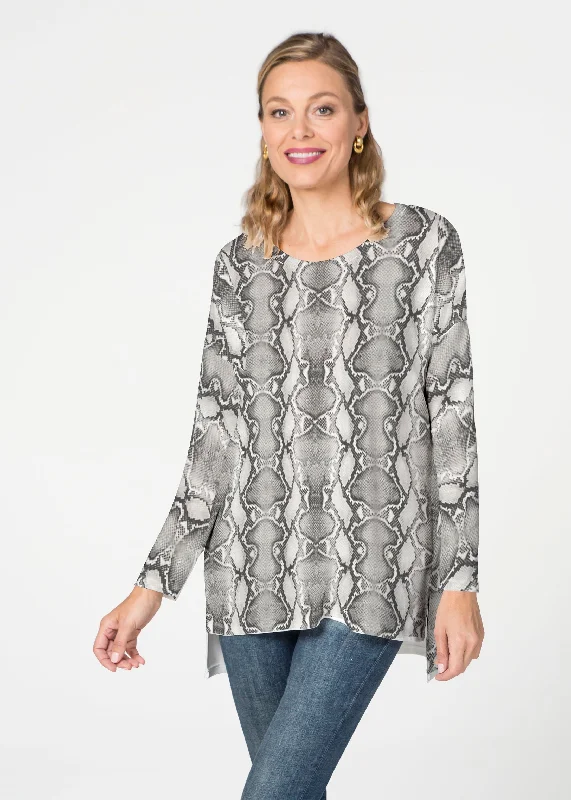 women's tops for those who appreciate subtle and muted tonesPython Silver (7272) ~ Slouchy Butterknit Top