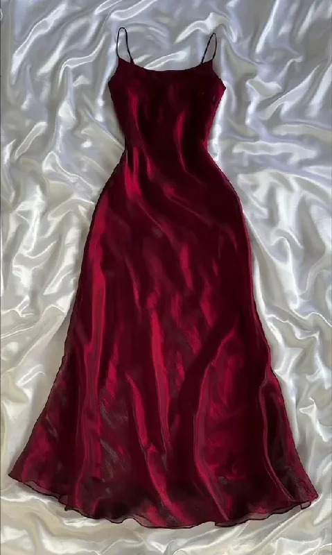 prom dresses for fallBurgundy Satin Long A Line Prom Dress Evening Dress Y7509