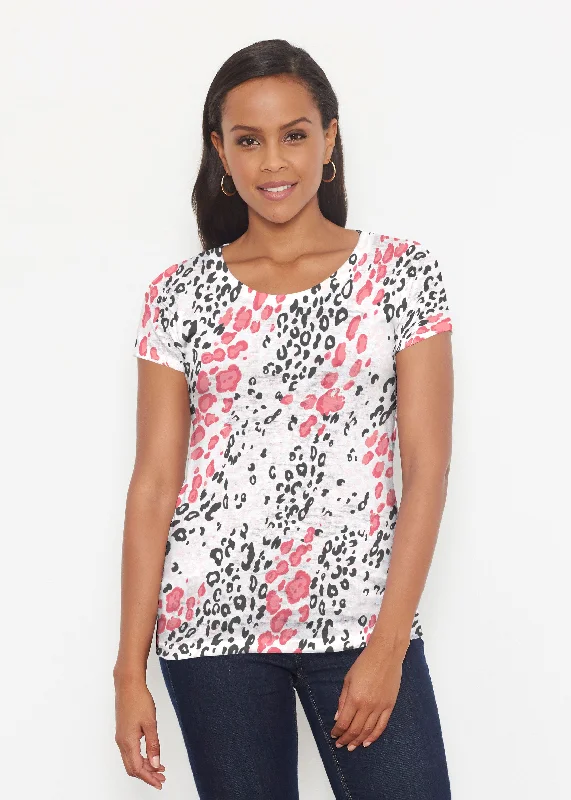 women's tops for those who want to elevate their everyday wear with chic and elegant piecesGreek Cat Pink (7903) ~ Short Sleeve Scoop Shirt