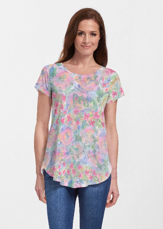 women's tops for smart casual looksPenelope (17255) ~ Short Sleeve Scoop Neck Flowy Tunic