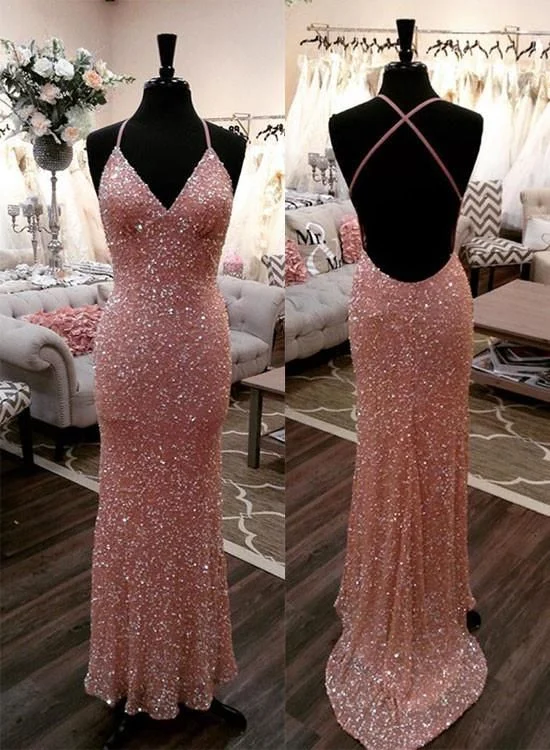 sequined prom dressesMermaid  Sequins Long Prom Dress, Evening Dress   S6843